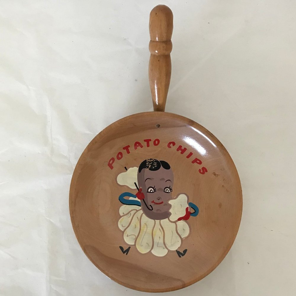 Nasco wooden potato chip bowl pan VINTAGE